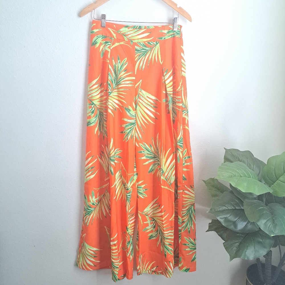 Flying Tomato | Wide Leg High Waisted Yellow Floral Palazzo Pants Medium